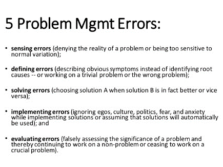 5 Problem Mgmt Errors